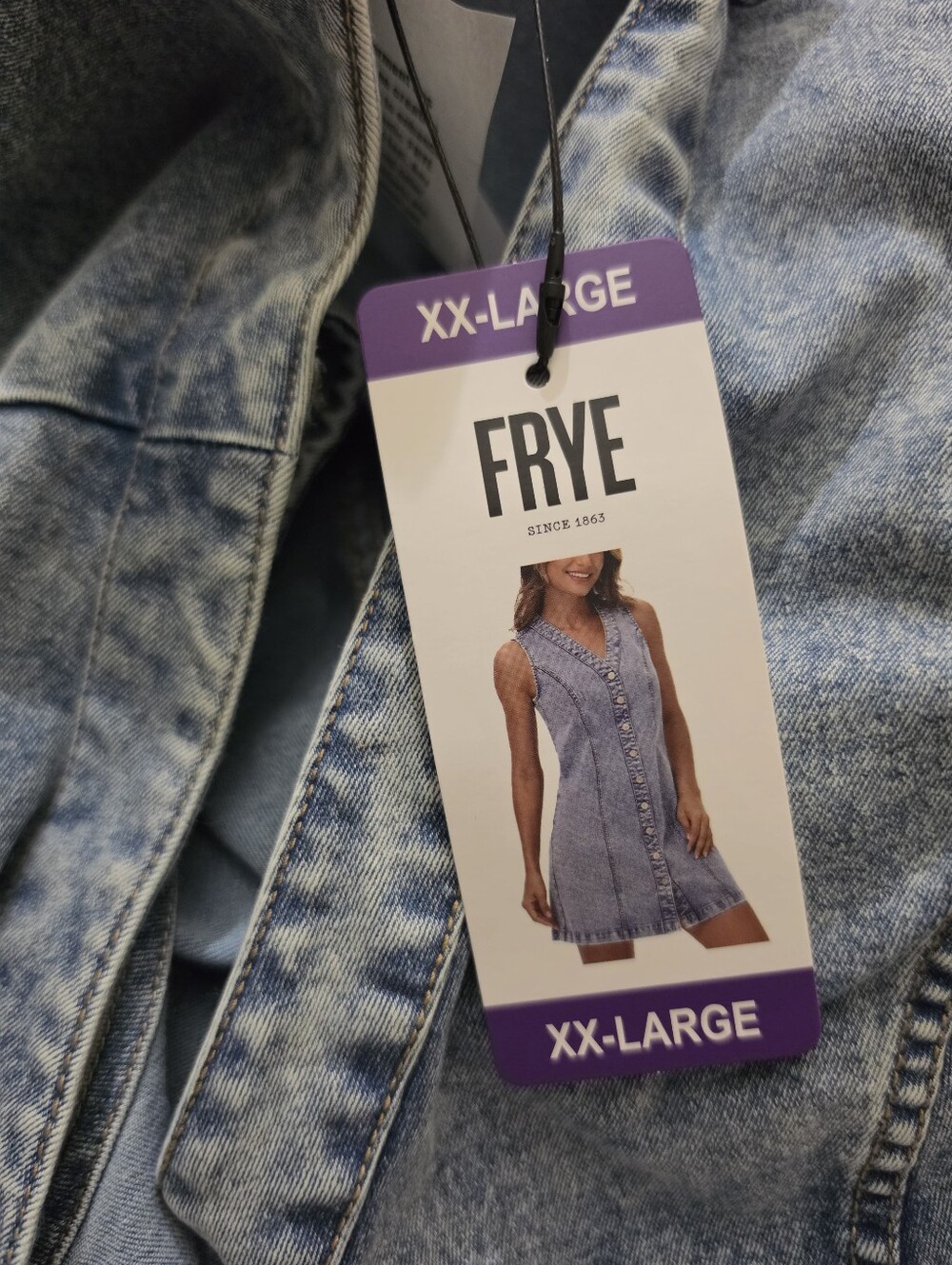 Frye Ladies Denim Mini Dress Light Wash Sleeveless Size XXL - Picture 8 of 8